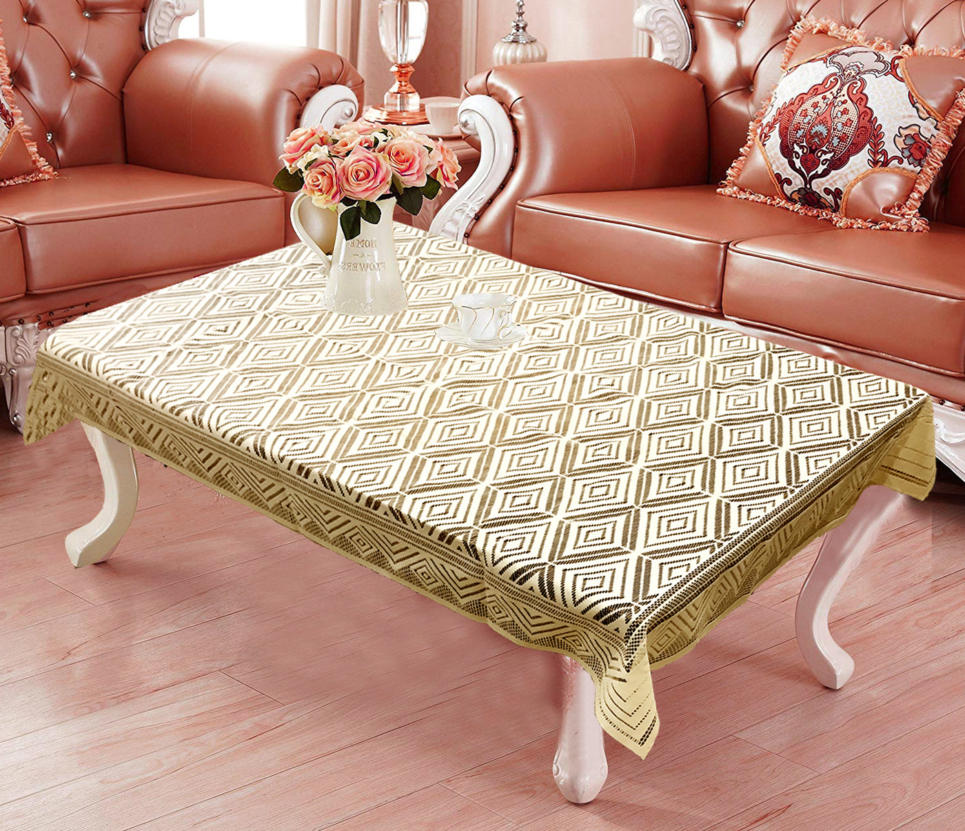 Weavers Villa Cotton Net 4 Seater Center Table Cover (40 X 60 Inches)