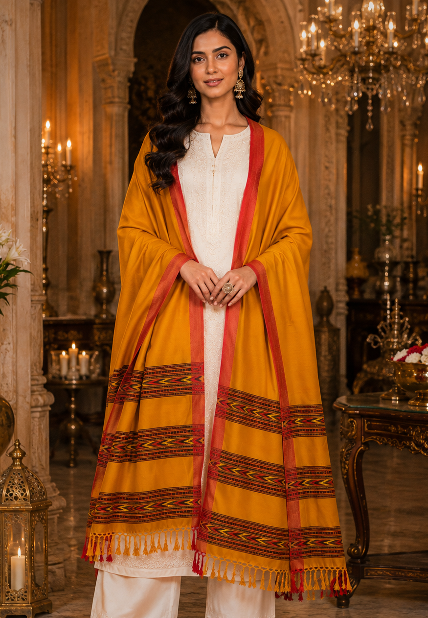 Weavers Villa Women's Acro Wool Kullu Palla Shawl, 100cm X 200cm
