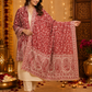 Elegant Paisley Shawl with Gift Box — Maroon Pastel