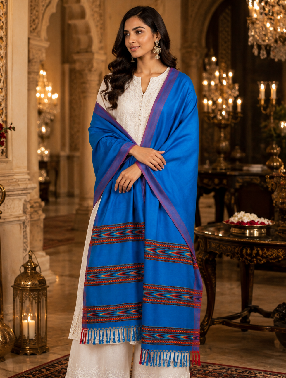 Weavers Villa Women's Acro Wool Kullu Palla Shawl, 100cm X 200cm