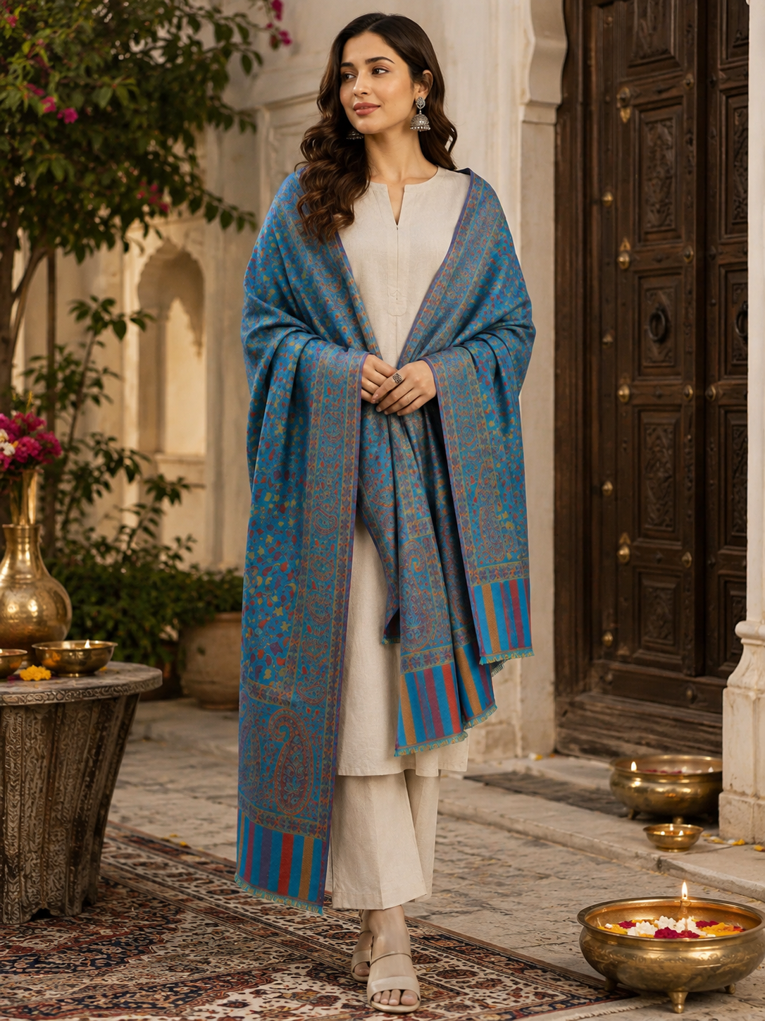 Weavers Villa Women’s Ferozi Elegant Paisley Shawl | Soft & Stylish Wrap with Premium Gift Box Packaging