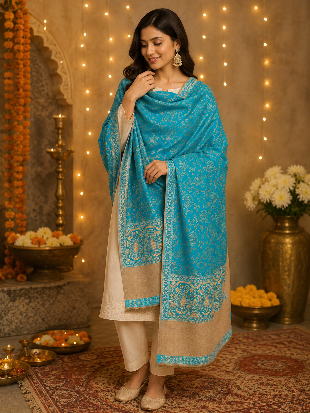 Weavers Villa Ferozi Elegant Paisley Shawl | Soft & Stylish Wrap with Premium Gift Box Packaging