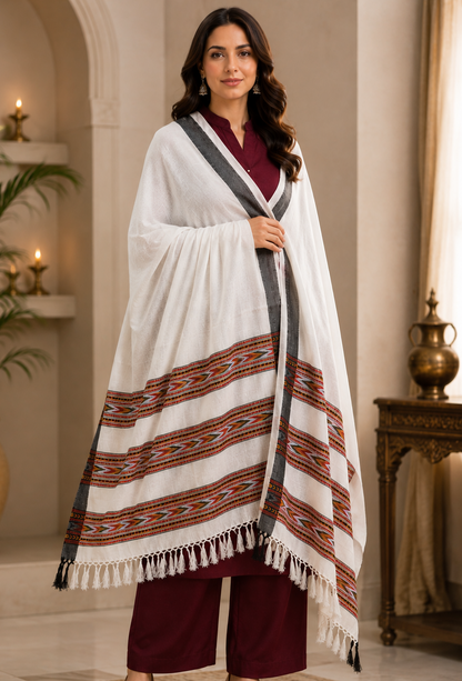 Weavers Villa Women's Acro Wool Kullu Palla Shawl, 100cm X 200cm