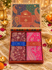 Wine and Rose Paisley Shawl Gift Box Set For Men & Women