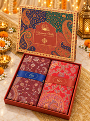 Wine and Red Paisley Shawl Gift Box Set For Men & Women
