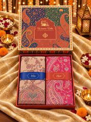 Beige and Rose Paisley Shawl Gift Box Set For Men & Women