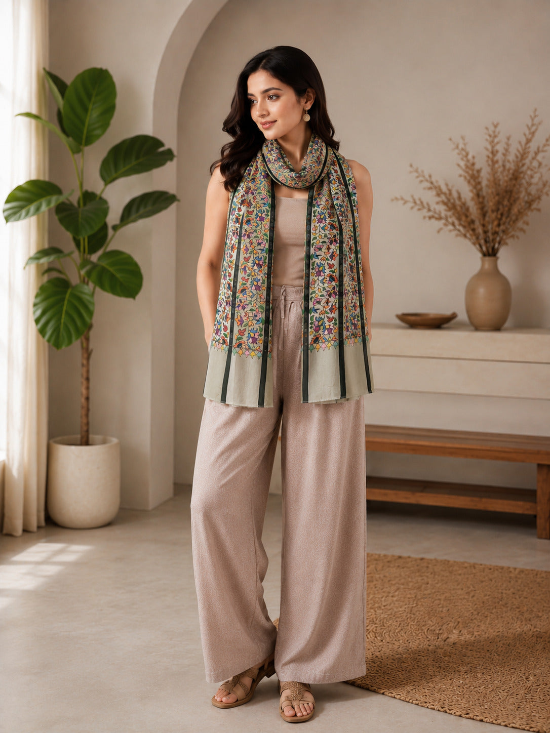 Weavers Villa Luxe Digital Print Modal Stole – Elegance in Every Drape | 28 × 80 Inches