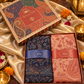 Navy Blue and Peach Paisley Shawl Gift Box Set For Men & Women