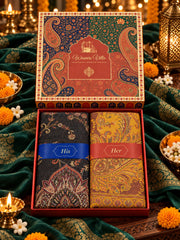 Black and Mustard Paisley Shawl Gift Box Set For Men & Women