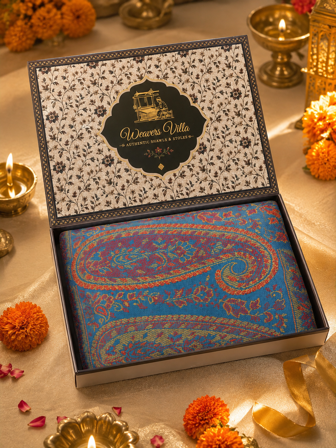 Weavers Villa Women’s Ferozi Elegant Paisley Shawl | Soft & Stylish Wrap with Premium Gift Box Packaging