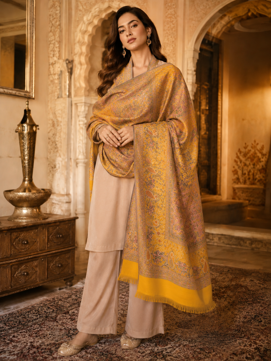 His & Her Jamawar Gift Set — Black & Mustard