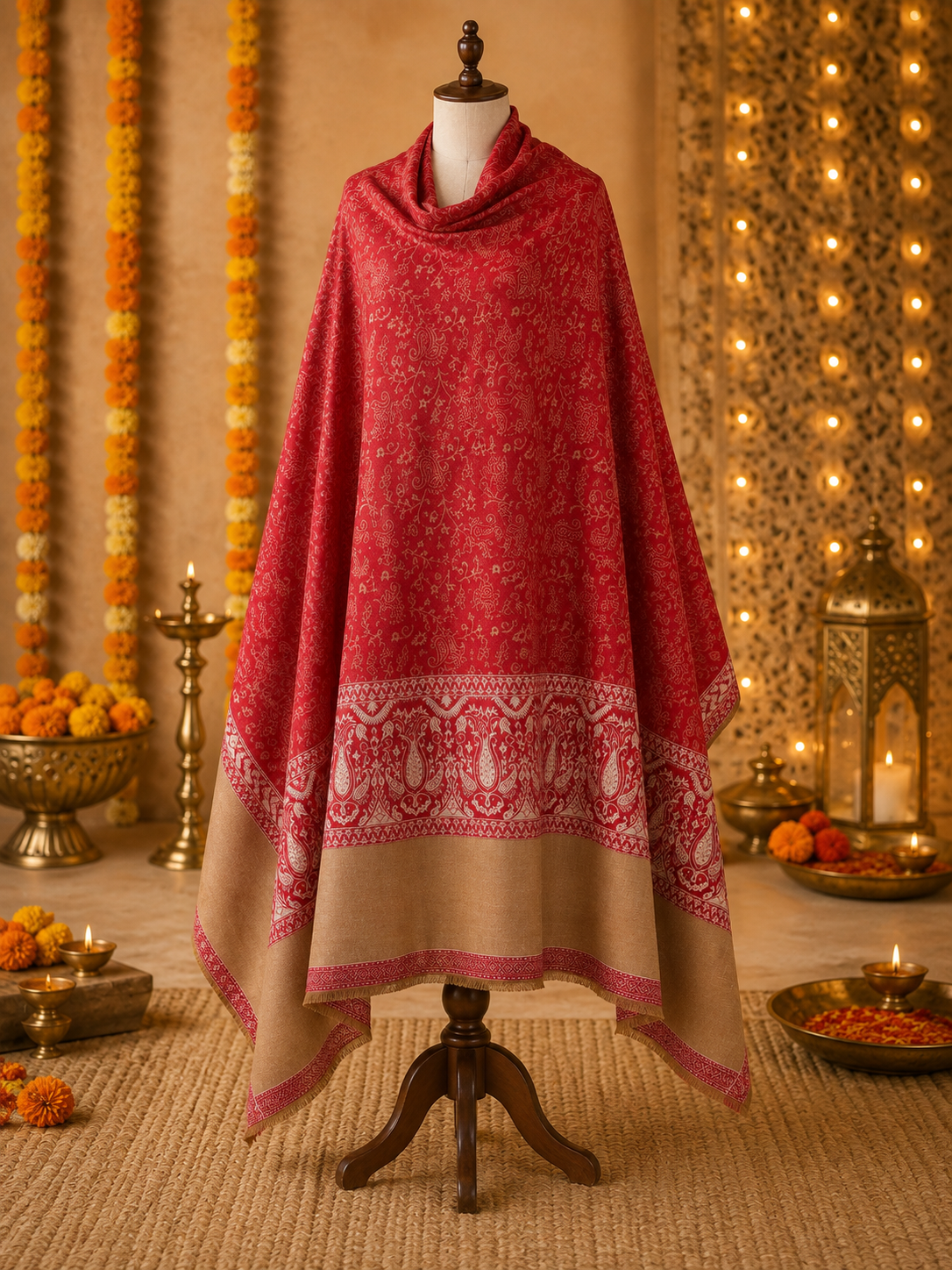 Weavers Villa Maroon Elegant Paisley Shawl | Soft & Stylish Wrap with Premium Gift Box Packaging