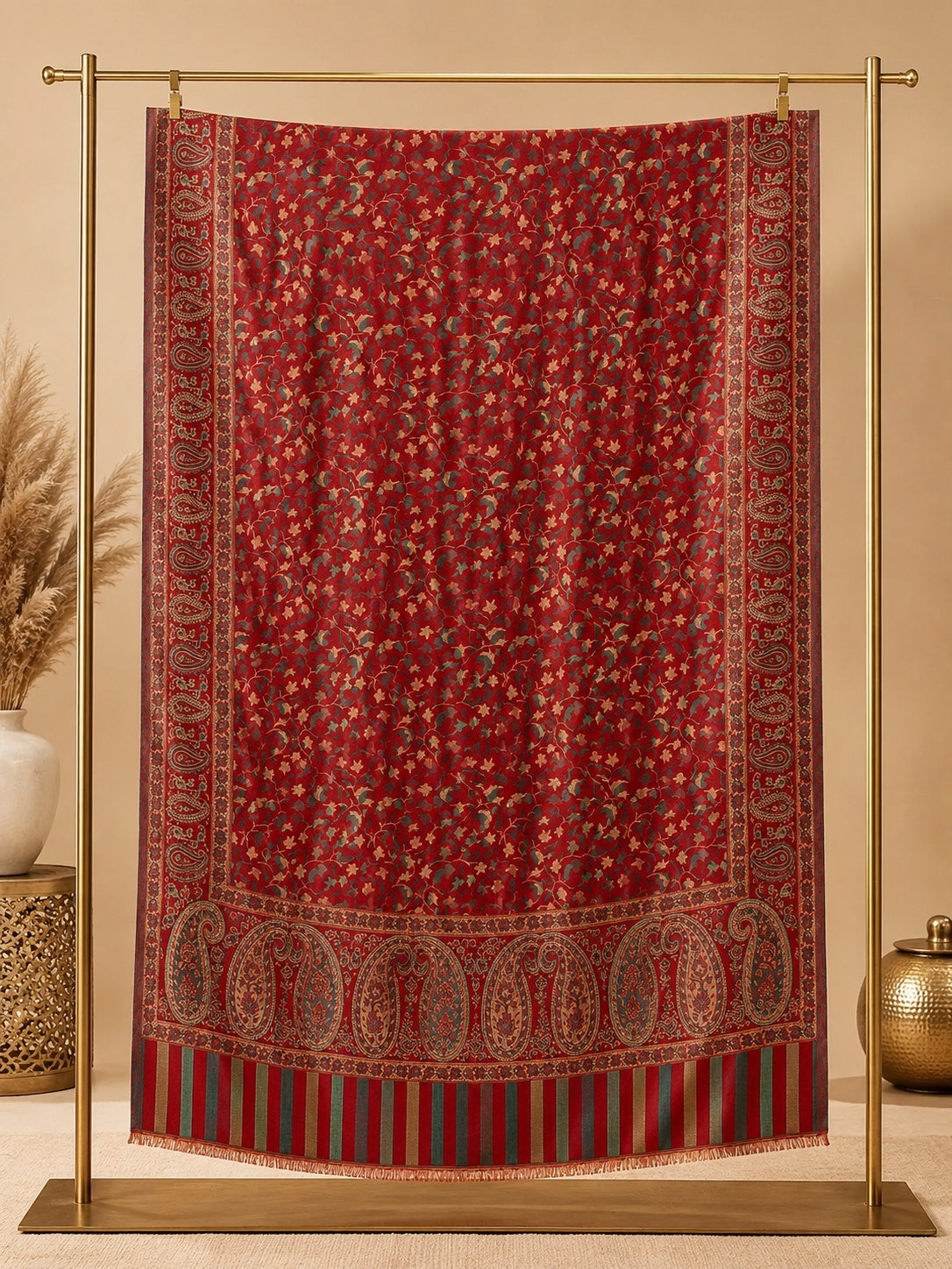 Weavers Villa Women’s Maroon Elegant Paisley Shawl | Soft & Stylish Wrap with Premium Gift Box Packaging