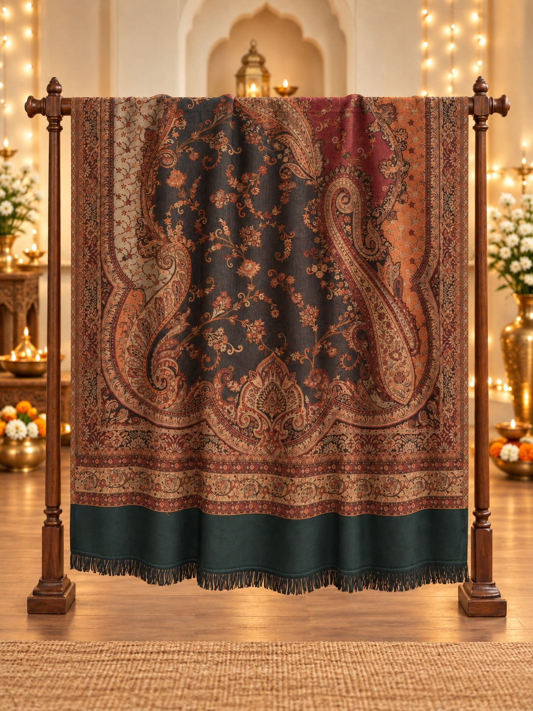 Black and Rose Paisley Shawl Gift Box Set For Men & Women