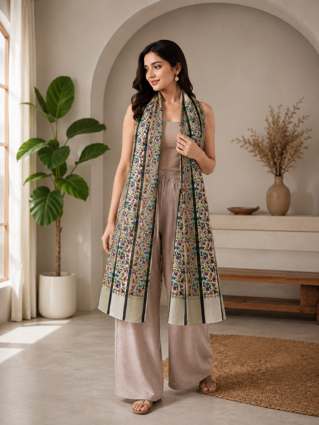 Weavers Villa Luxe Digital Print Modal Stole – Elegance in Every Drape | 28 × 80 Inches