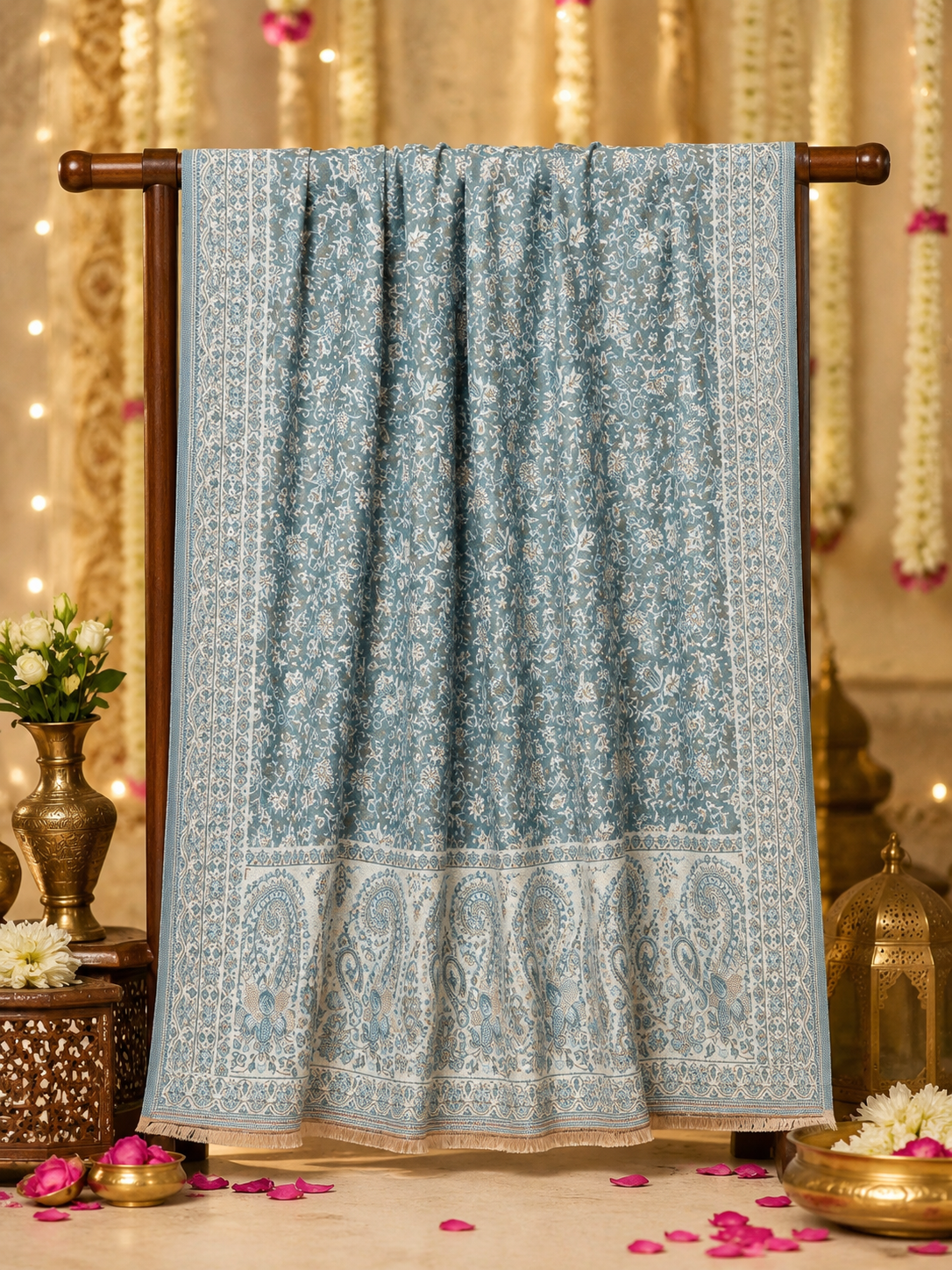 Weavers Villa Green Elegant Paisley Shawl | Soft & Stylish Wrap with Premium Gift Box Packaging