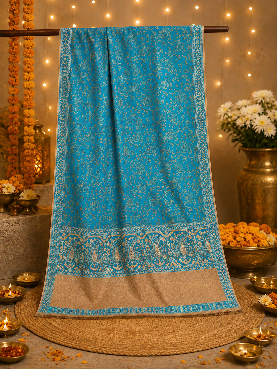 Weavers Villa Ferozi Elegant Paisley Shawl | Soft & Stylish Wrap with Premium Gift Box Packaging