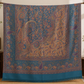 Ferozi turquoise pashmina wool shawl folded, showing the woven paisley detail