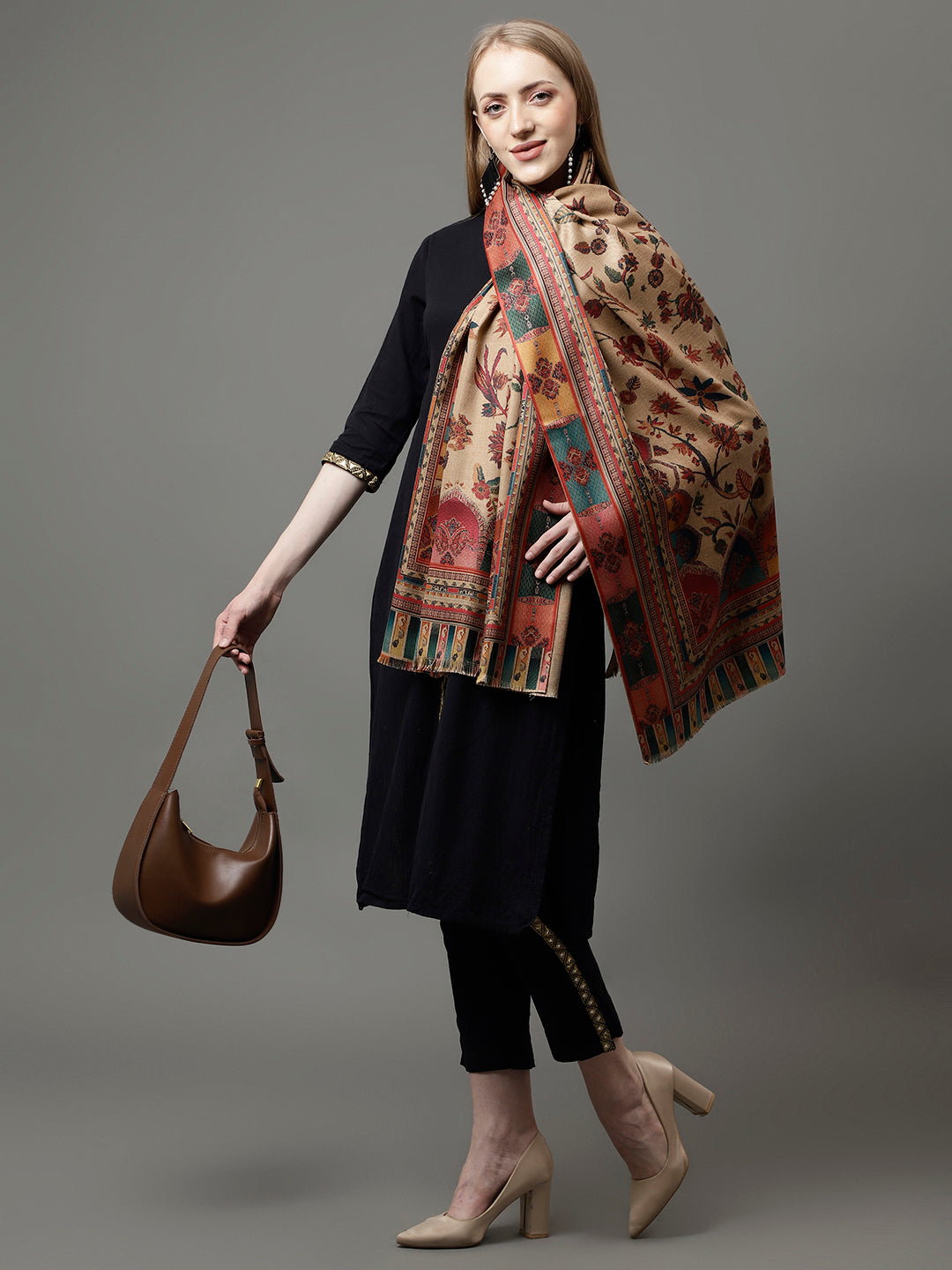 Shawls Collection Women's Acro Wool Blend Digital Print Design Woven Shawl – Weavers Villa
