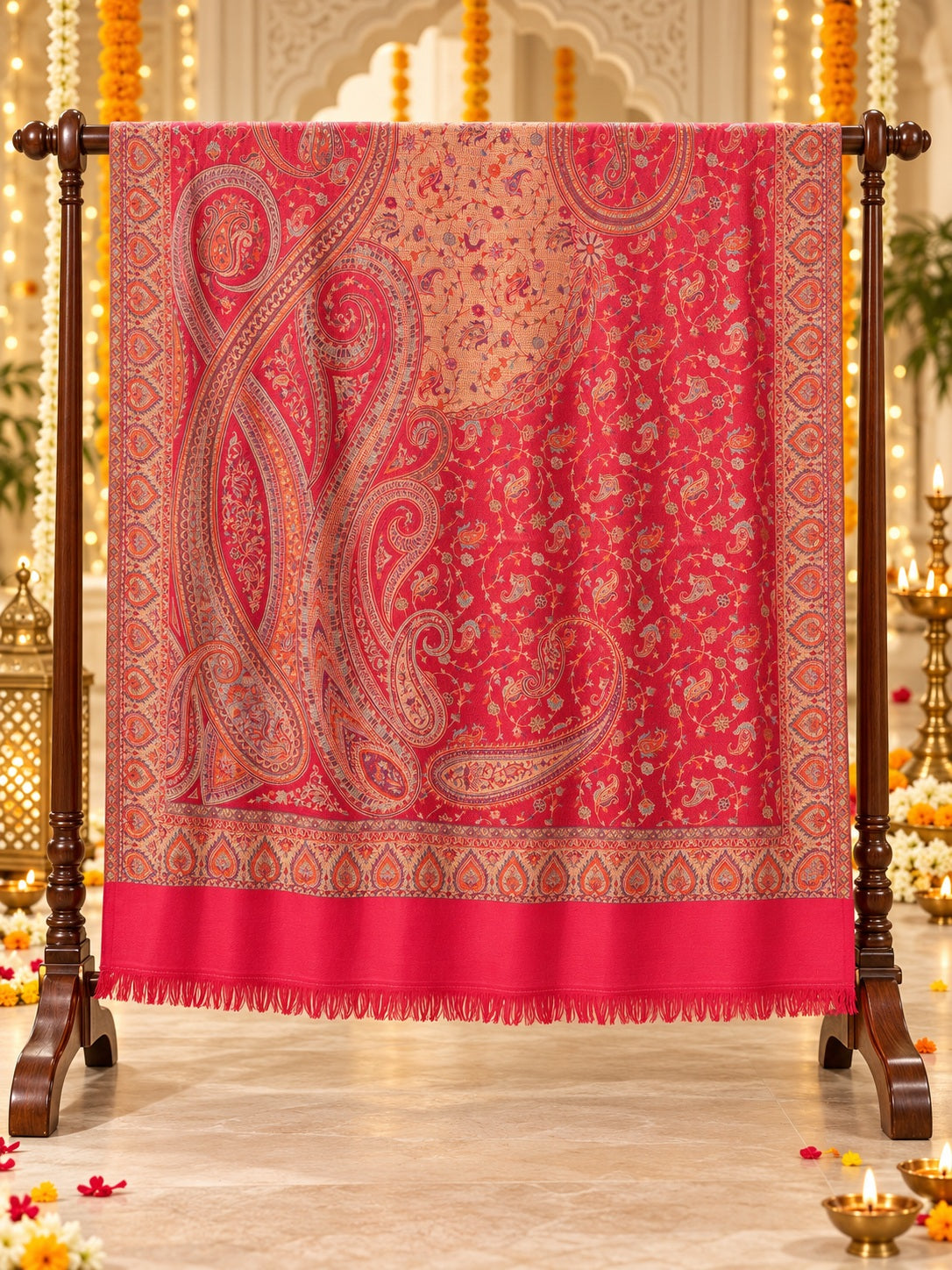 Black and Rose Paisley Shawl Gift Box Set For Men & Women