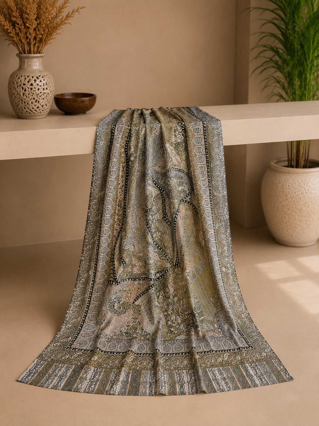 Weavers Villa Luxe Digital Print Modal Stole – Elegance in Every Drape | 28 × 80 Inches