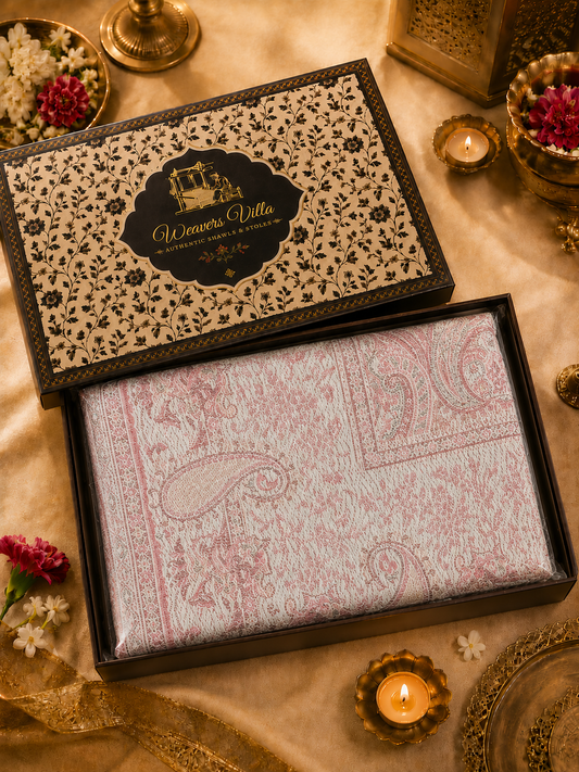 Pashmina Wool White Shawl for with Premium Gift Box | Soft Winter Wrap | Perfect Birthday & Festive Gift