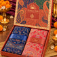Navy Blue and Red Paisley Shawl Gift Box Set For Men & Women