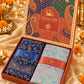 Navy Blue and Pista Paisley Shawl Gift Box Set For Men & Women