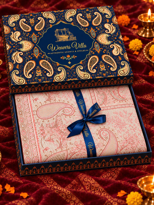 Pashmina Wool Shawl with Gift Box — White