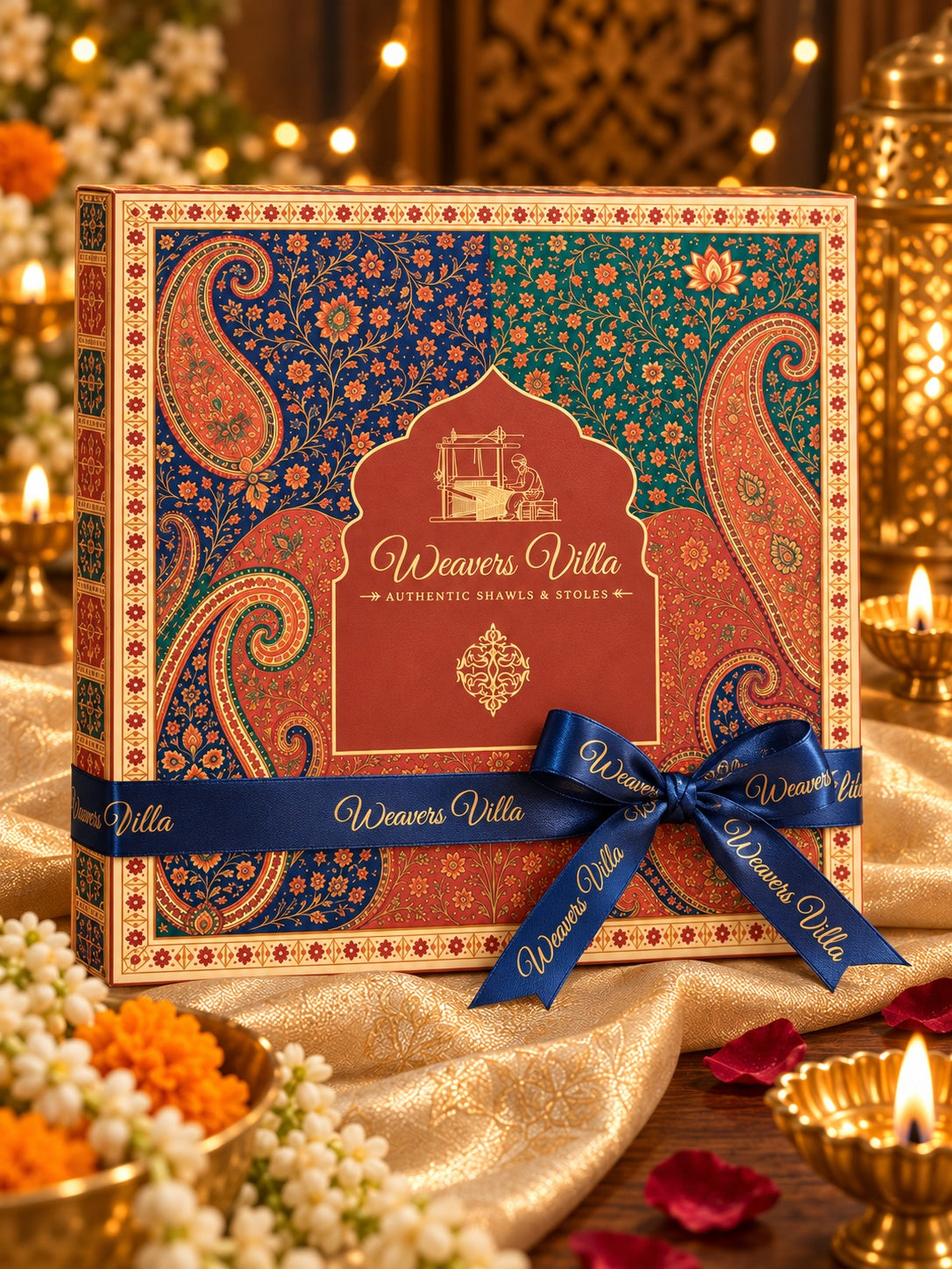 Black and Red Paisley Shawl Gift Box Set For Men & Women
