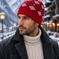 Weavers Villa Geometric Pattern Knitted Skull Cap with Ribbed Cuff for Men Soft Stretch Fit | Warm Ear Coverage | Lightweight Comfort | Easy Pull-On Wear