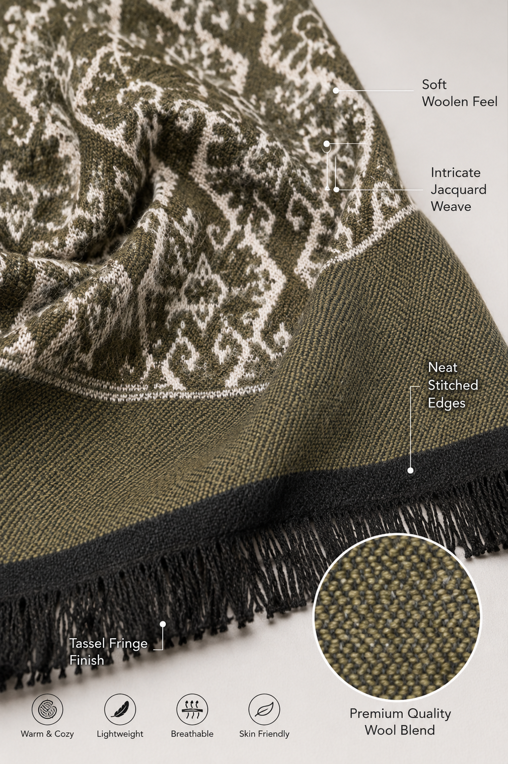 Weavers Villa Premium Geometric Print Men’s Mufflers – Stylish, Warm & Versatile Winter Accessories