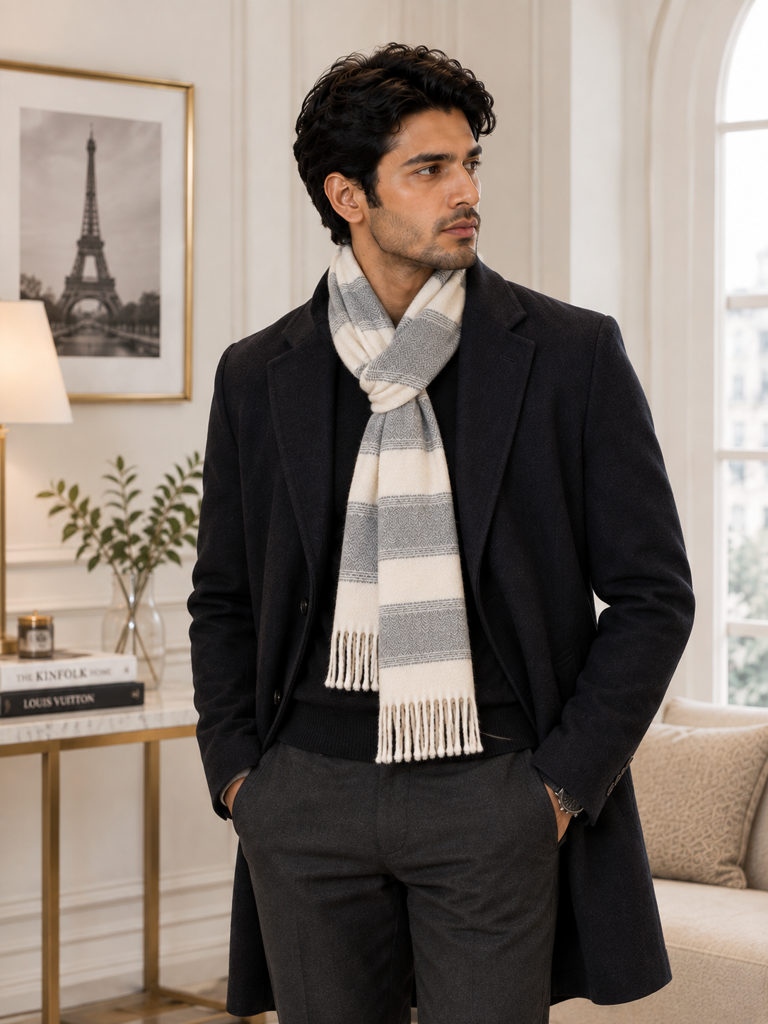 Weavers Villa Premium Geometric Print Men’s Mufflers – Stylish, Warm & Versatile Winter Accessories