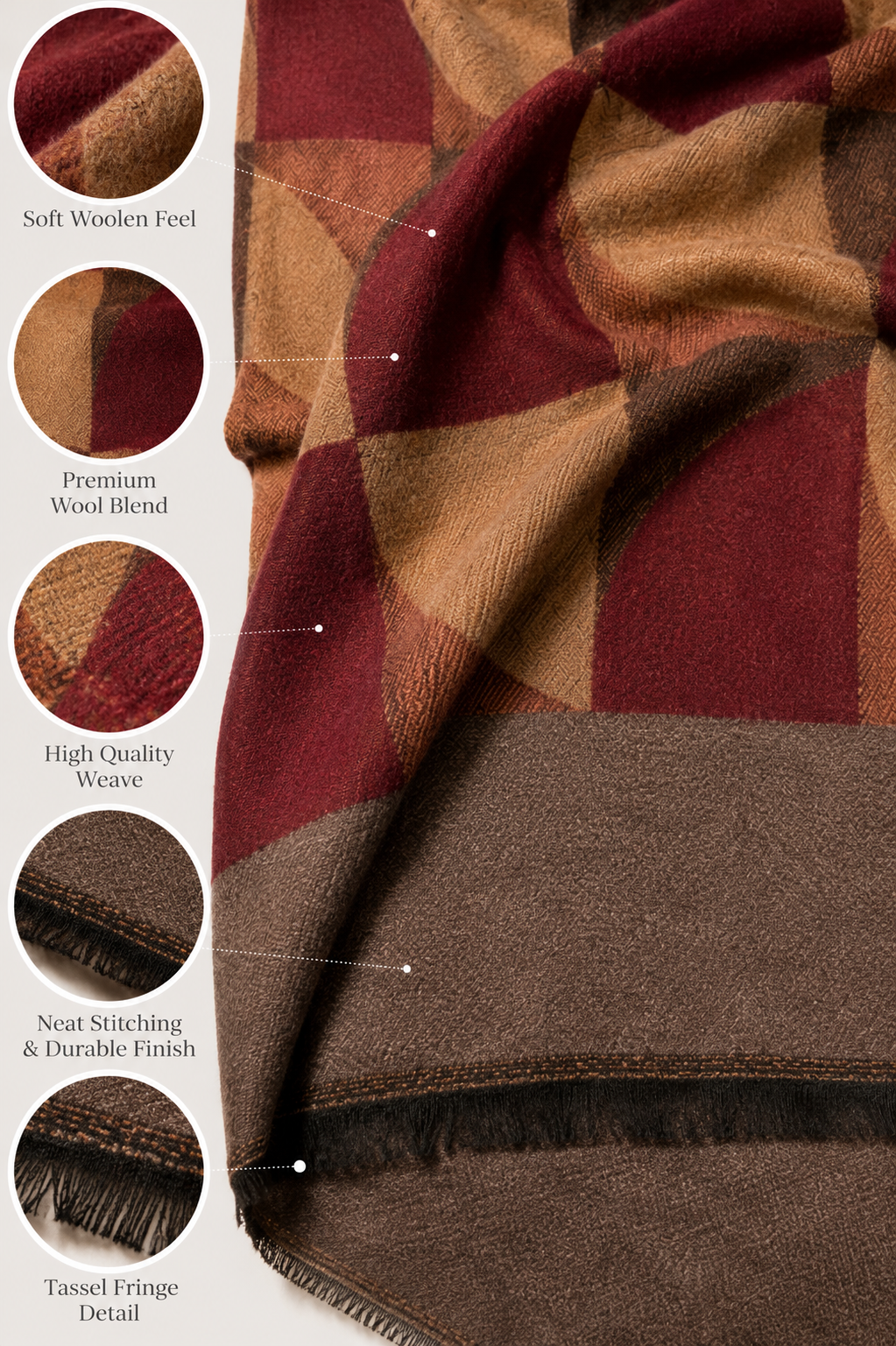 Weavers Villa Premium Geometric Print Men’s Mufflers – Stylish, Warm & Versatile Winter Accessories