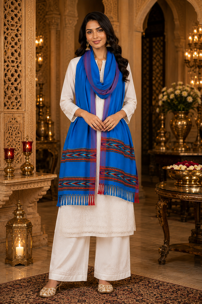 Weavers Villa Women's Acro Wool Kullu Palla Shawl, 100cm X 200cm