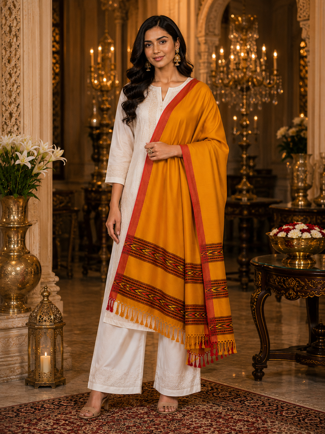 Weavers Villa Women's Acro Wool Kullu Palla Shawl, 100cm X 200cm
