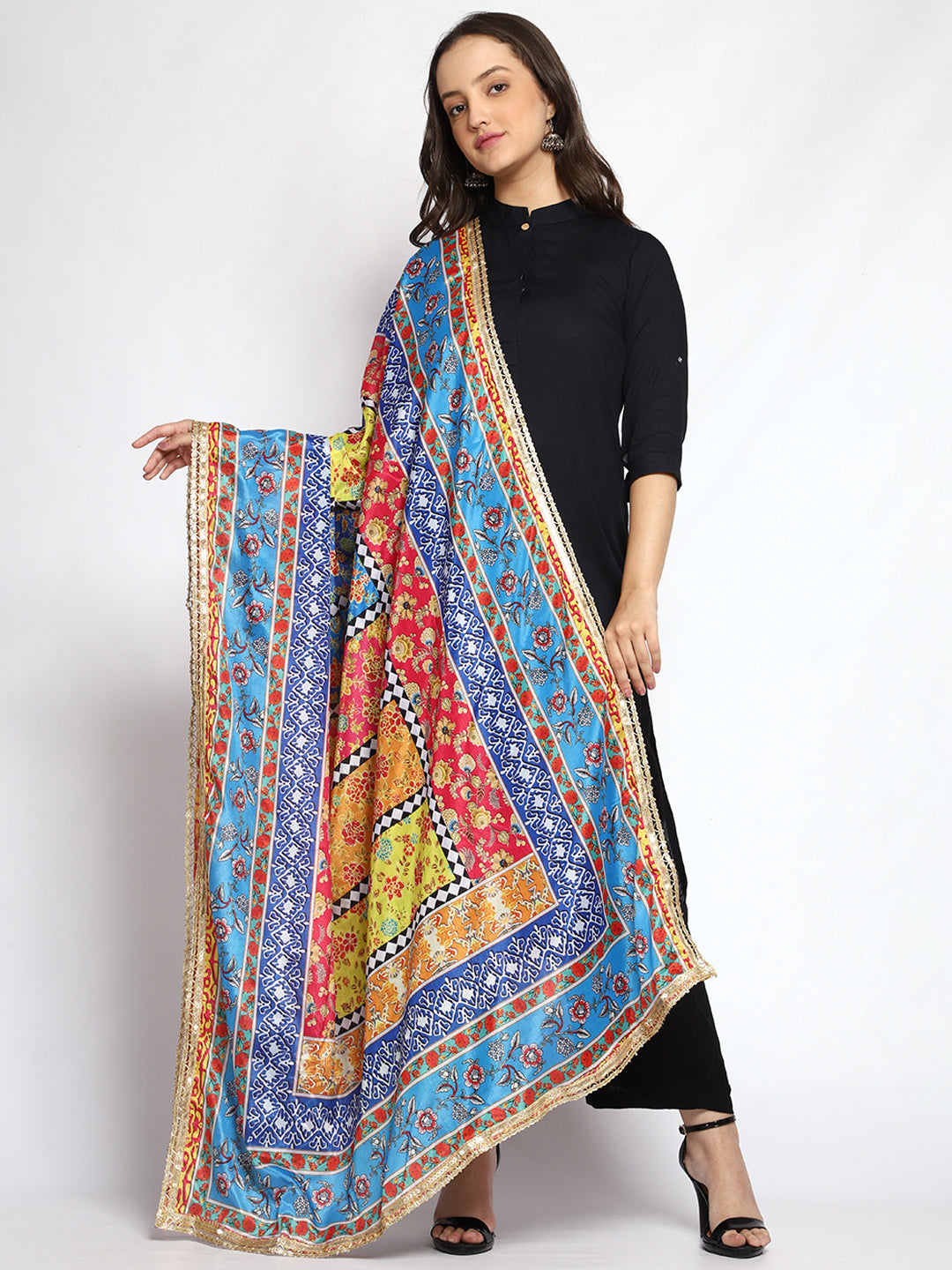 Weavers Villa Women's Poly Silk Digital Graphic Printed Ethnic Dupatta