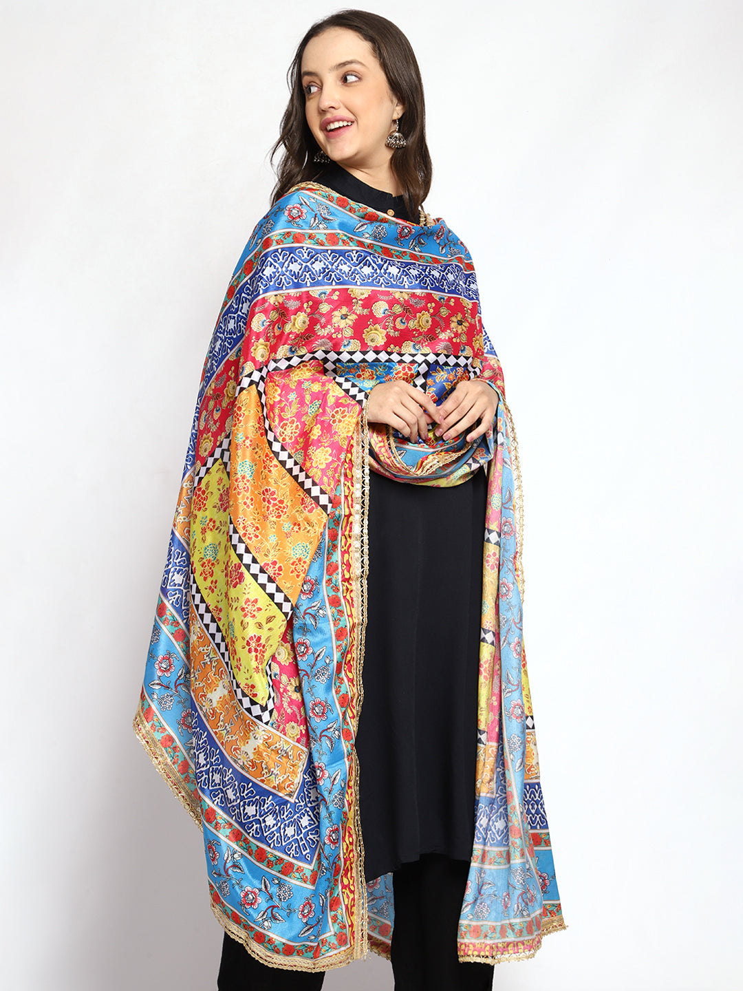 Weavers Villa Women's Poly Silk Digital Graphic Printed Ethnic Dupatta