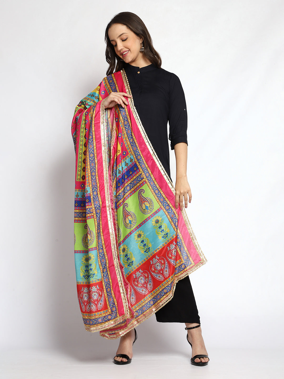 Weavers Villa Women's Poly Silk Digital Graphic Printed Ethnic Dupatta