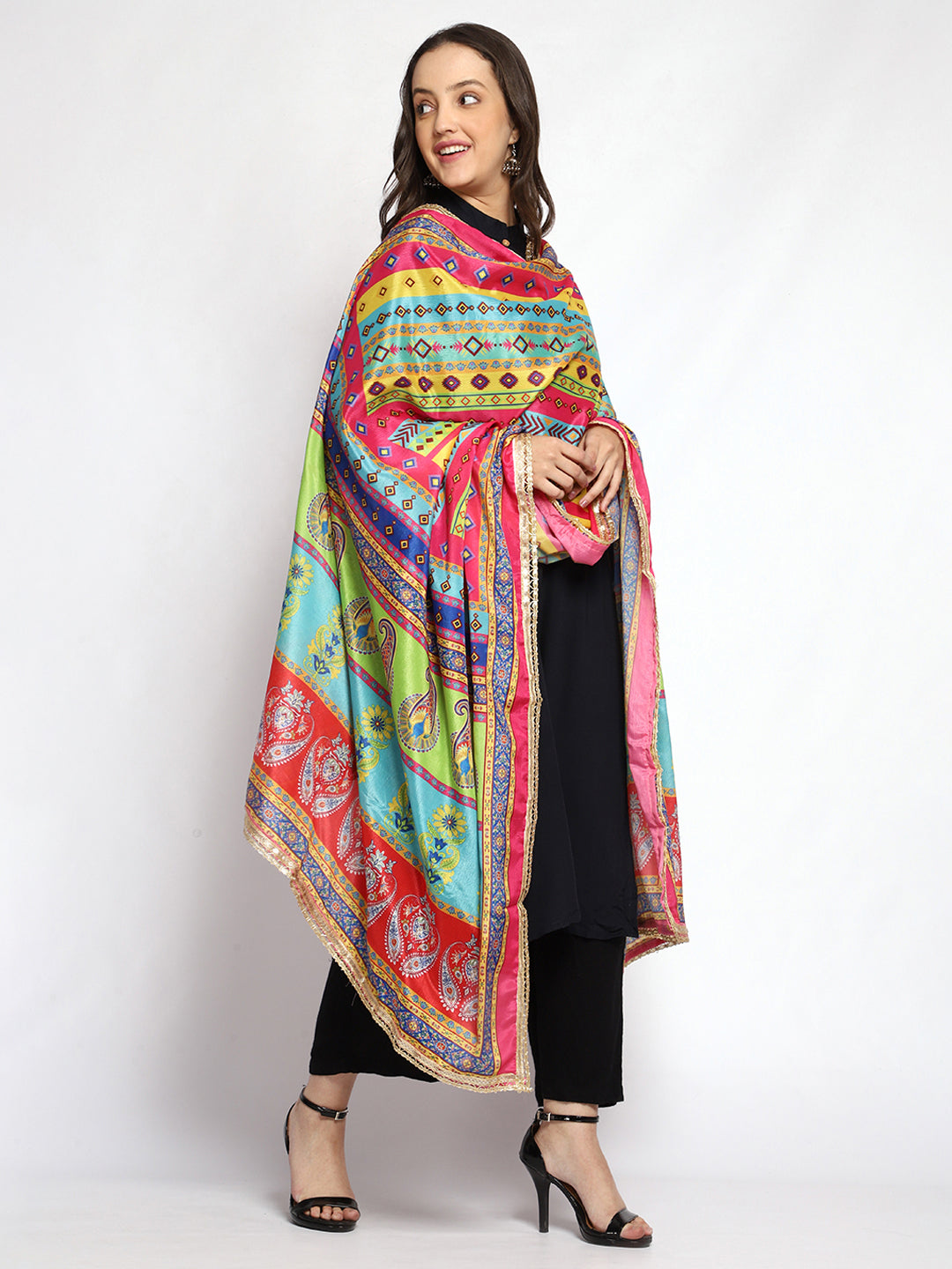 Weavers Villa Women's Poly Silk Digital Graphic Printed Ethnic Dupatta