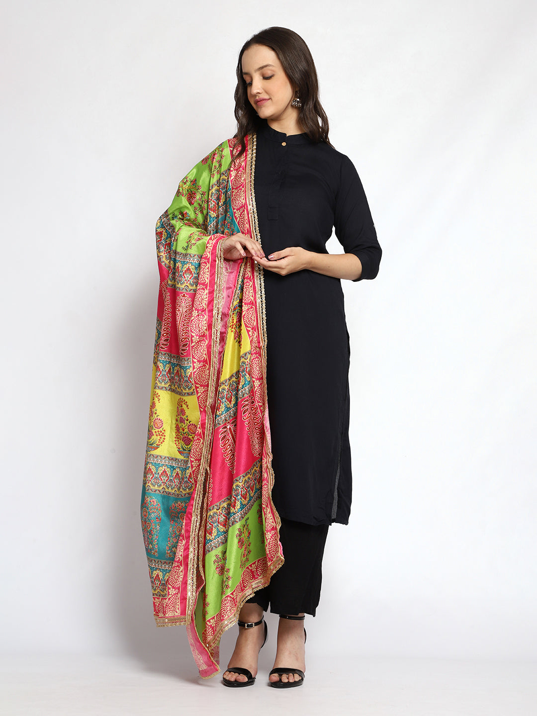 Weavers Villa Women's Poly Silk Digital Graphic Printed Ethnic Dupatta