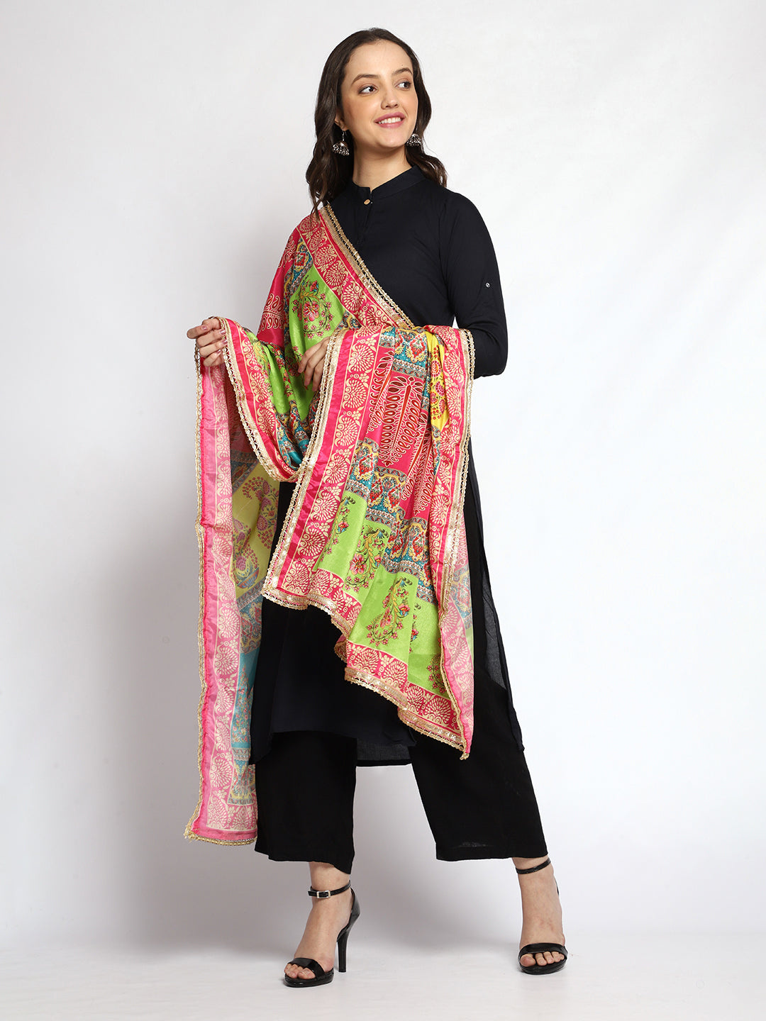 Weavers Villa Women's Poly Silk Digital Graphic Printed Ethnic Dupatta