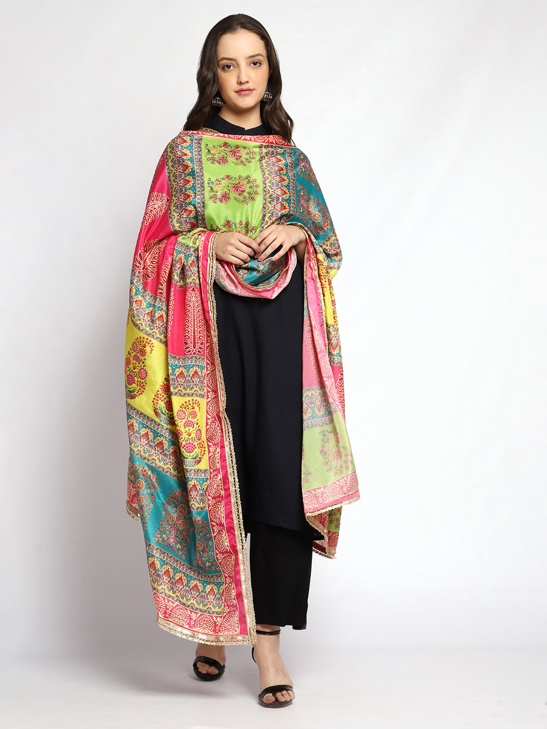 Weavers Villa Women's Poly Silk Digital Graphic Printed Ethnic Dupatta