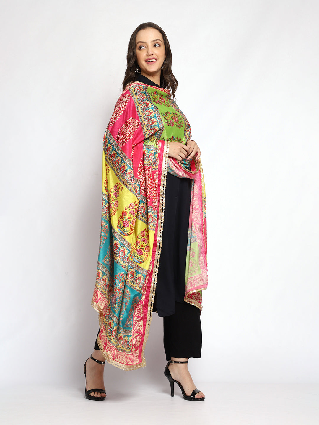 Weavers Villa Women's Poly Silk Digital Graphic Printed Ethnic Dupatta