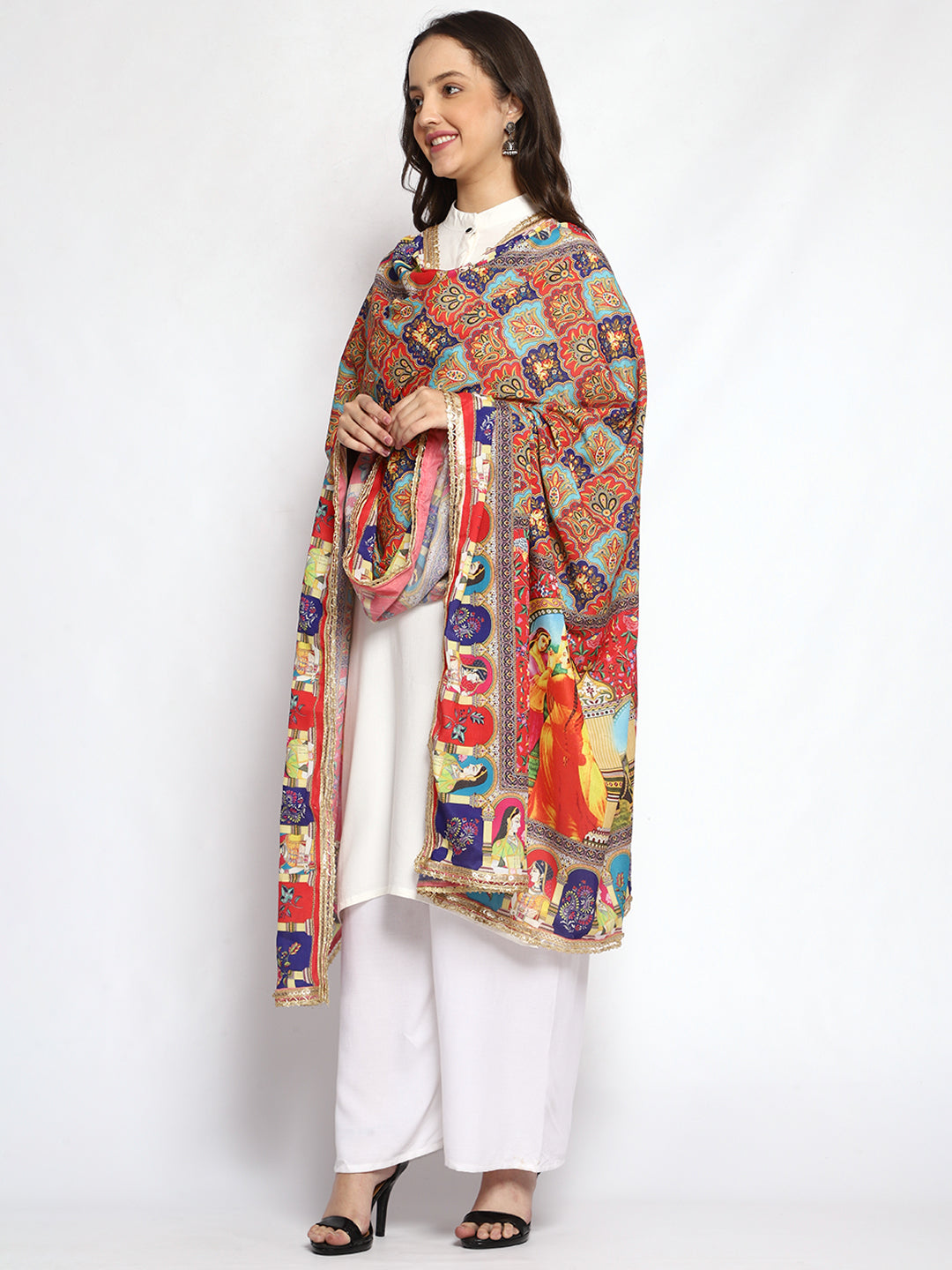 Weavers Villa Women's Poly Silk Digital Graphic Printed Ethnic Dupatta