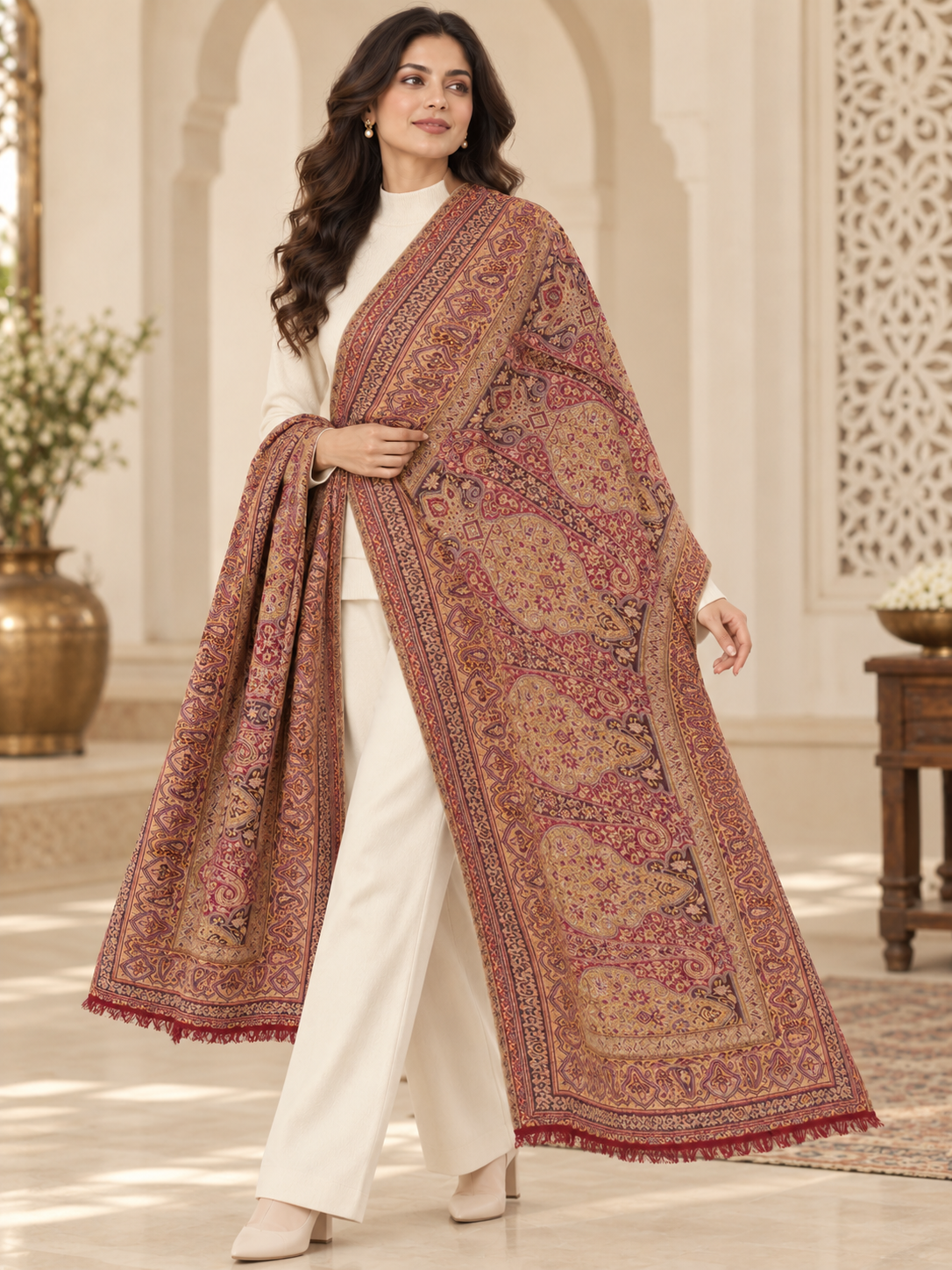 Weavers Villa His & Her Shawl & Stole Set for Men & Women with Gift Box | Couple Stoles/Shawl/Wrap Set of 2 |