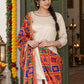 HV-PEACOCK — Phulkari dupatta, closer embroidered drape view