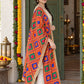HV-PEACOCK — three-quarter side drape of embroidered Phulkari dupatta