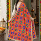 HV-PEACOCK — rear three-quarter drape showing Phulkari embroidery and border