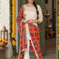 HV-PEACOCK — festive Phulkari dupatta, full-length model view